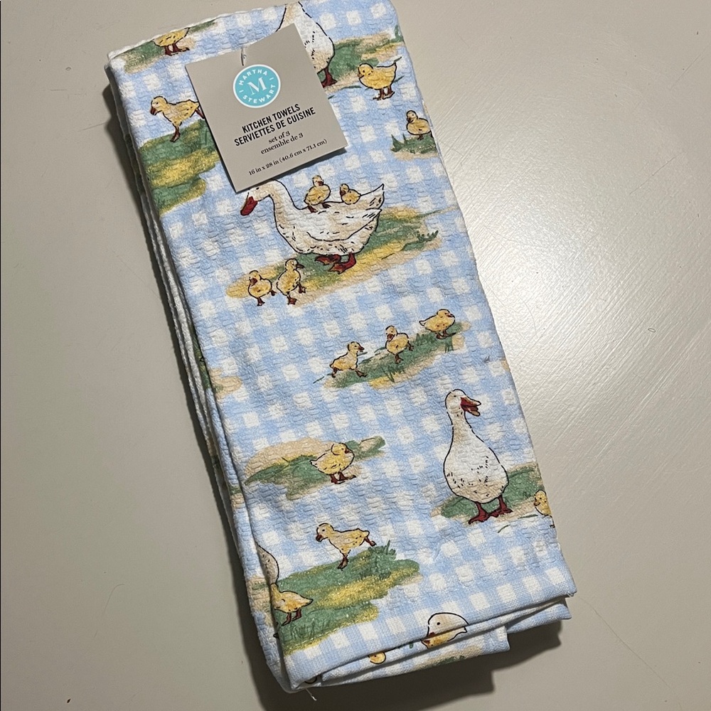 Blue Checkered Duck Print Bottoms